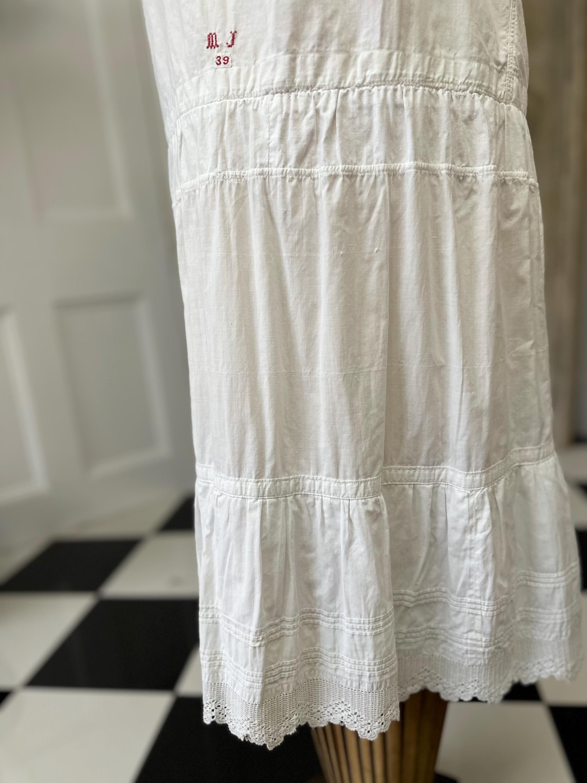 Victorian  Edwardian white under dress with monogram MJ petite in style