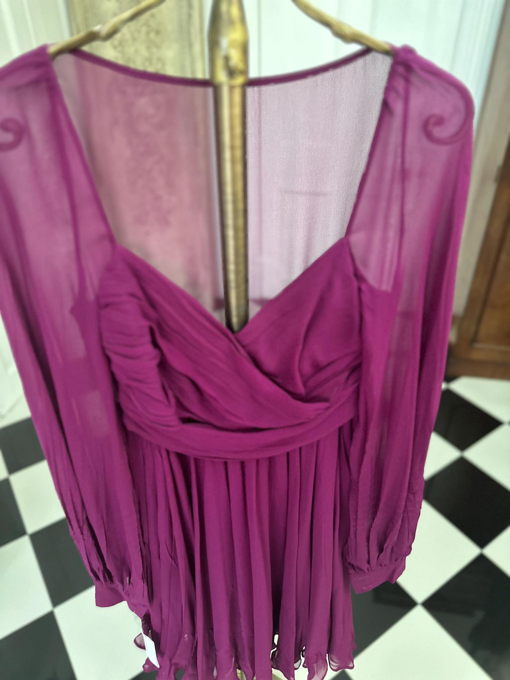 1990s rasberry colour La Perla silk dress