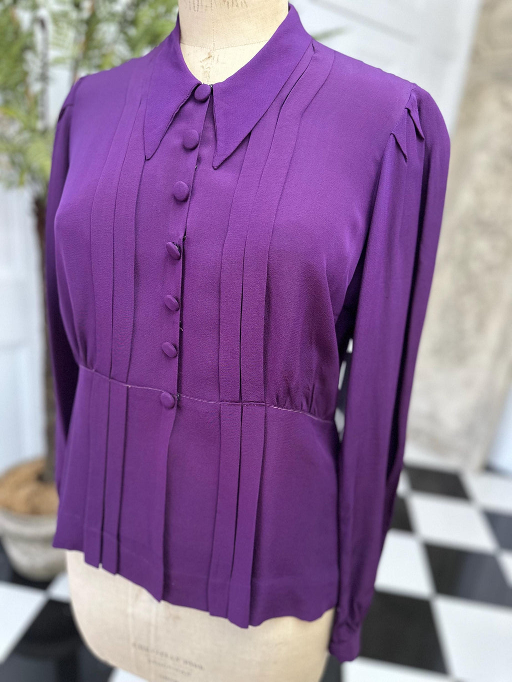1940s silk blouse in dark purple