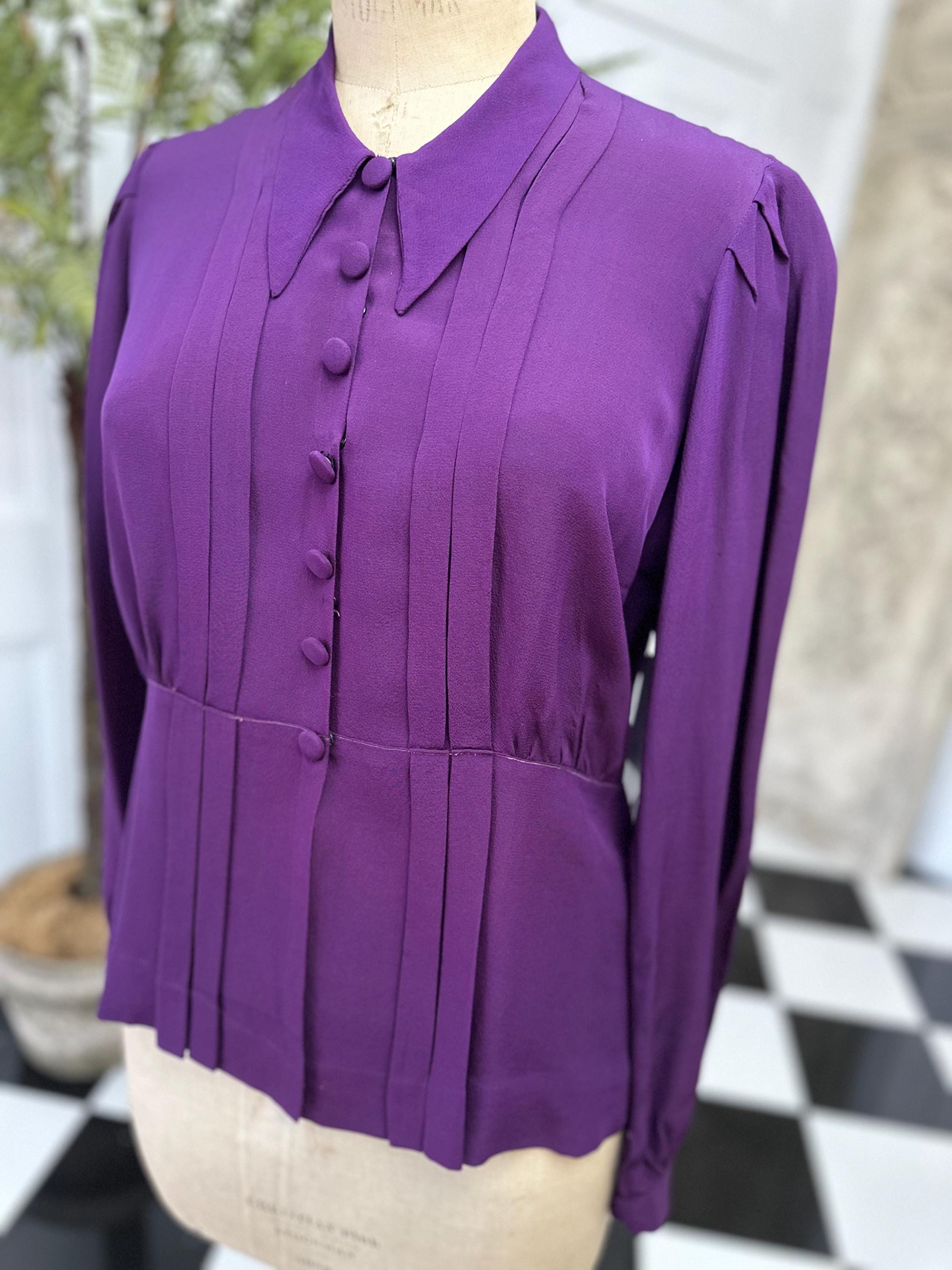 1940s silk blouse in dark purple