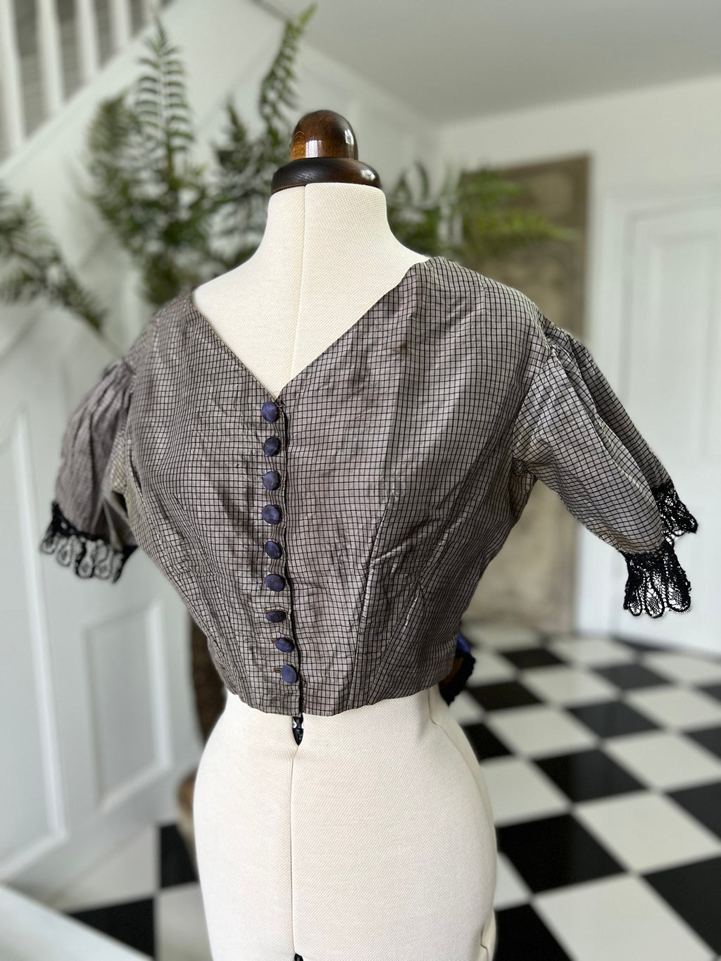1830s 40s Regency period silk bodice with a large bow on the back