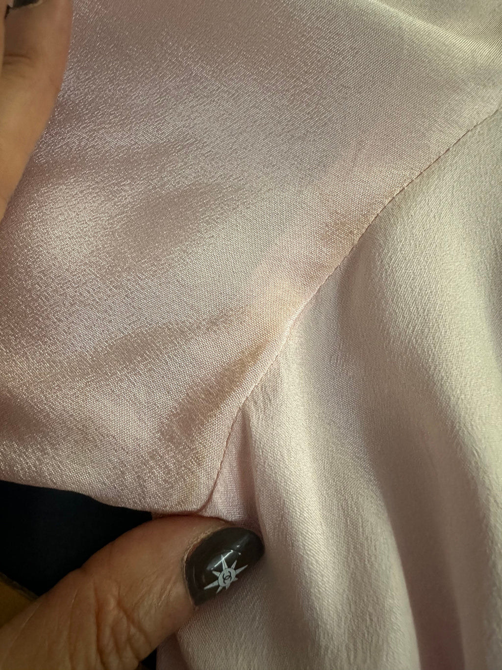 1970s Pink silky and lace long gown house coat