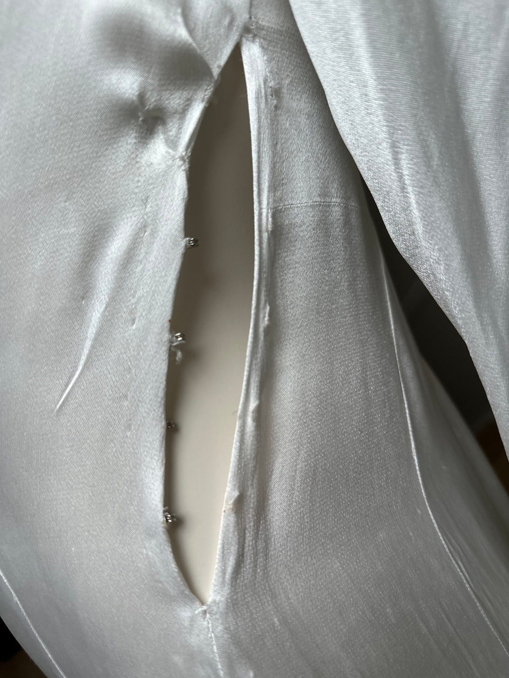 1930s white satin bias cut wedding dress