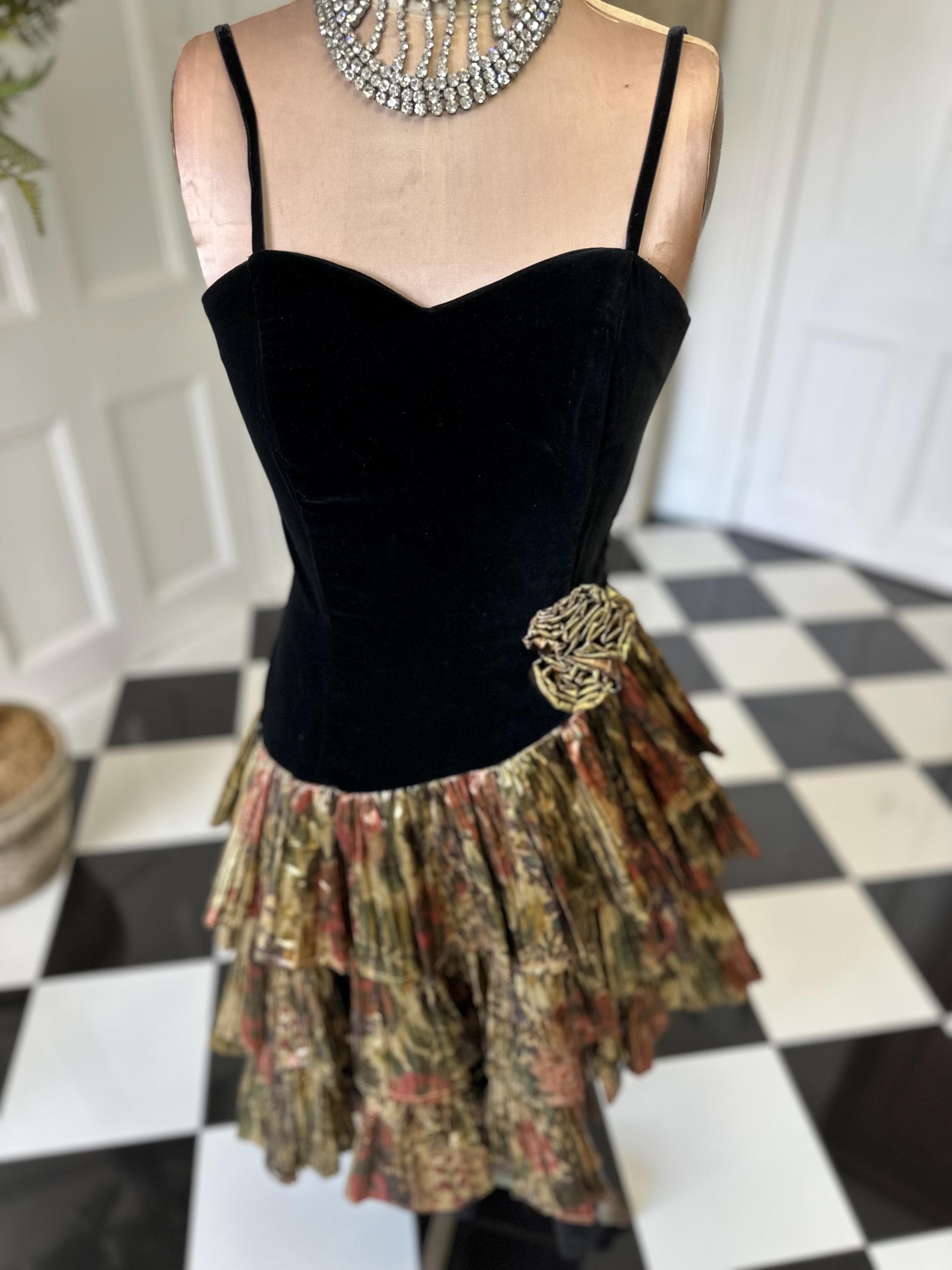 1980 velvet and lame evening dress