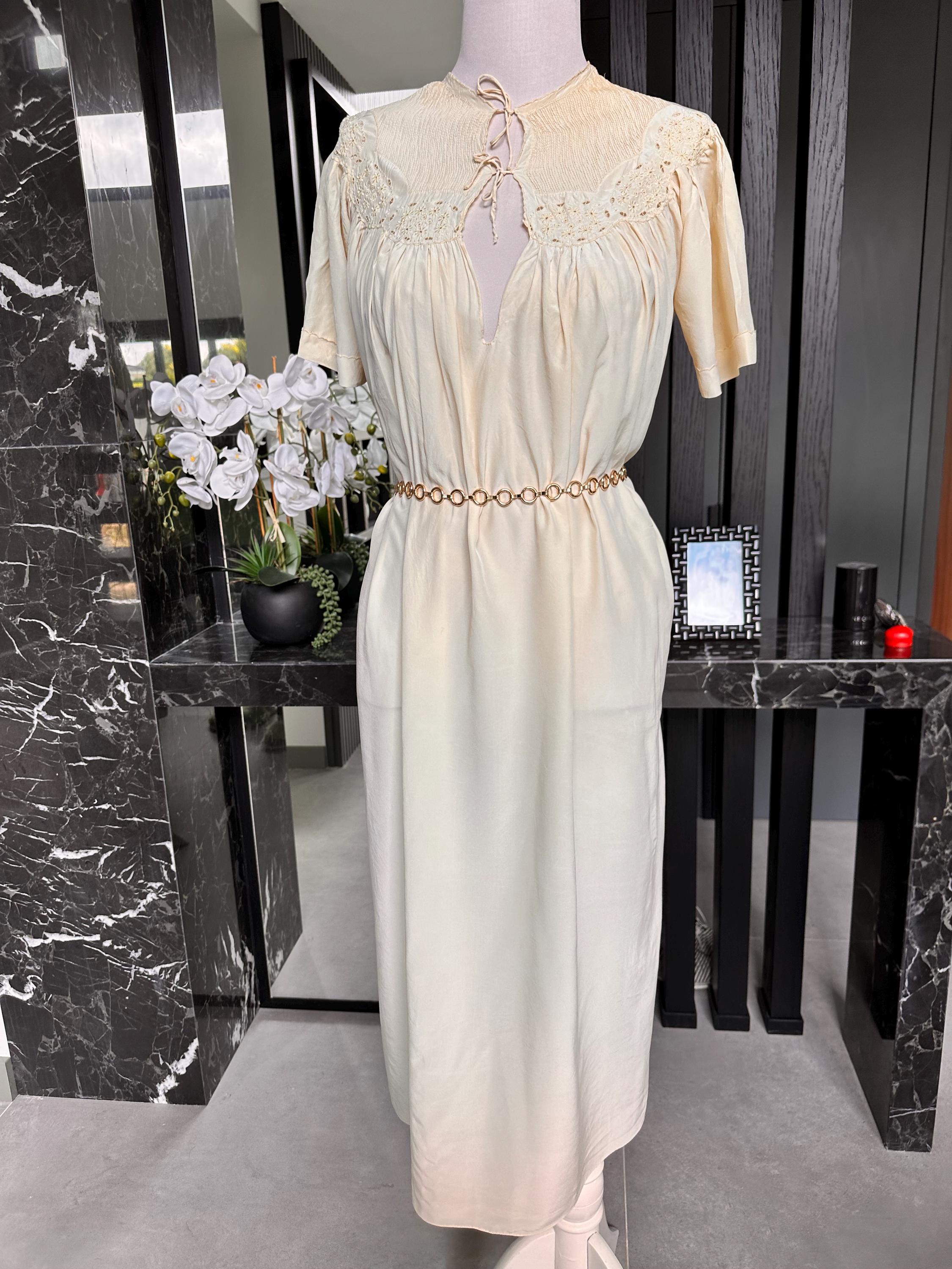Antique 1920s-1930s Hand-Smocked Silk Gown – Rare Art Deco Collector's Piece