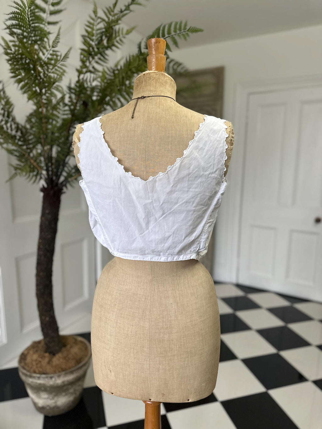Elegant Victorian Edwardian Lace and Cotton Corset Cover