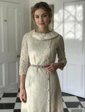 1960s silk satin and corded lace wedding dress  cocktail  dress