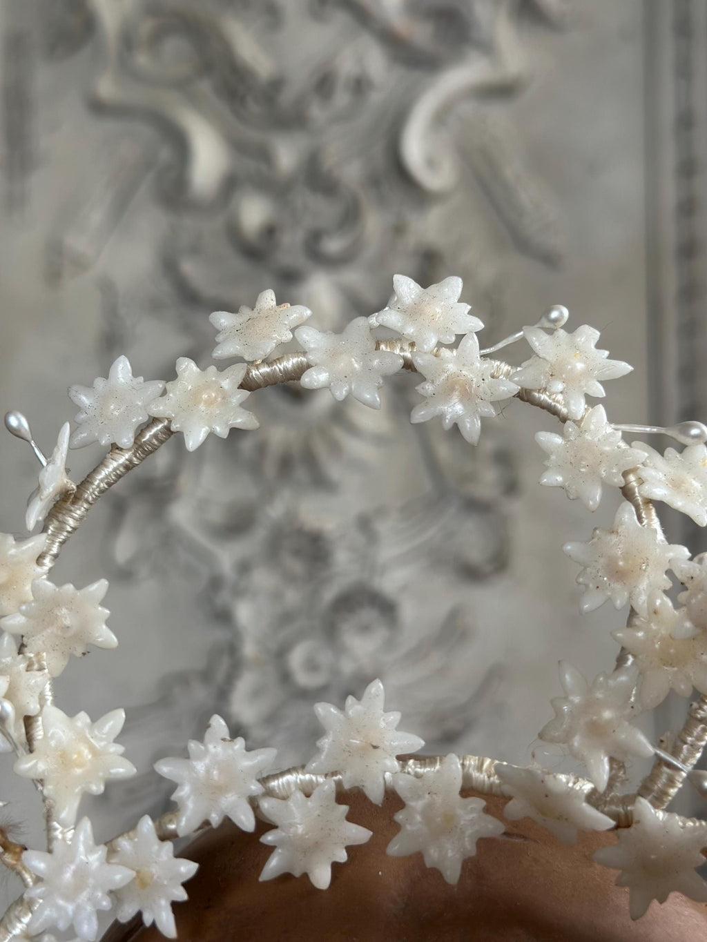 Antique Edwardian large Floral Wax Tiara
