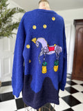 Vintage Mohair Long Cardigan by Jacques Vert with Horse Design