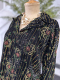 1970s box style velvet jacket blouse in gold thread floral embroidery