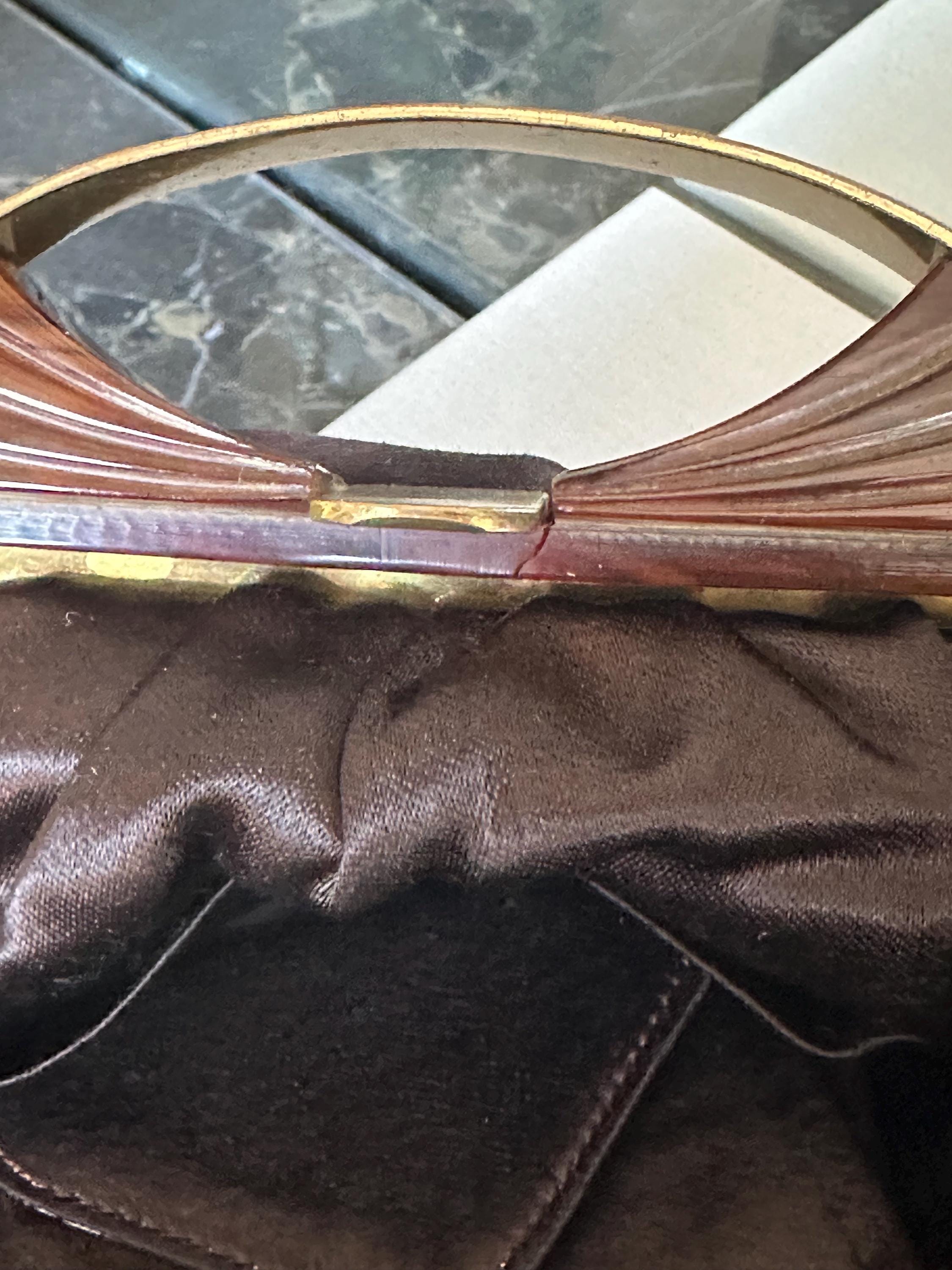 1930s Brown Suede leather handbag slouch style