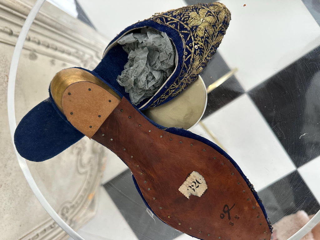 Antique midnight blue Ottoman slippers mules