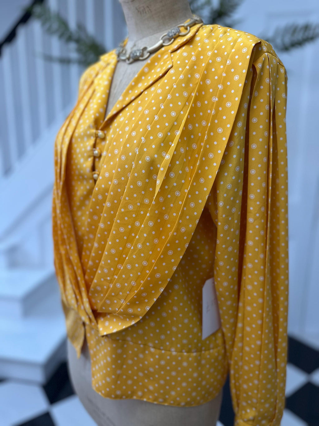 1980s Yellow polka dot blouse