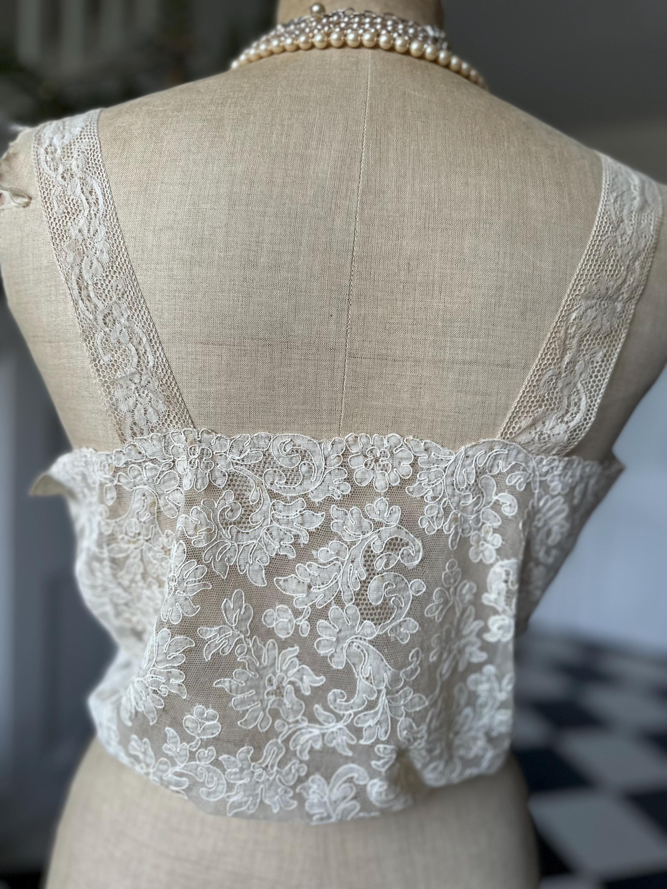 1930s beige lace camisole chemise corset cover