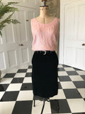 1960s Designer black velvet with crystal belt   Elizabeth Arden Andre Laug for Audrey