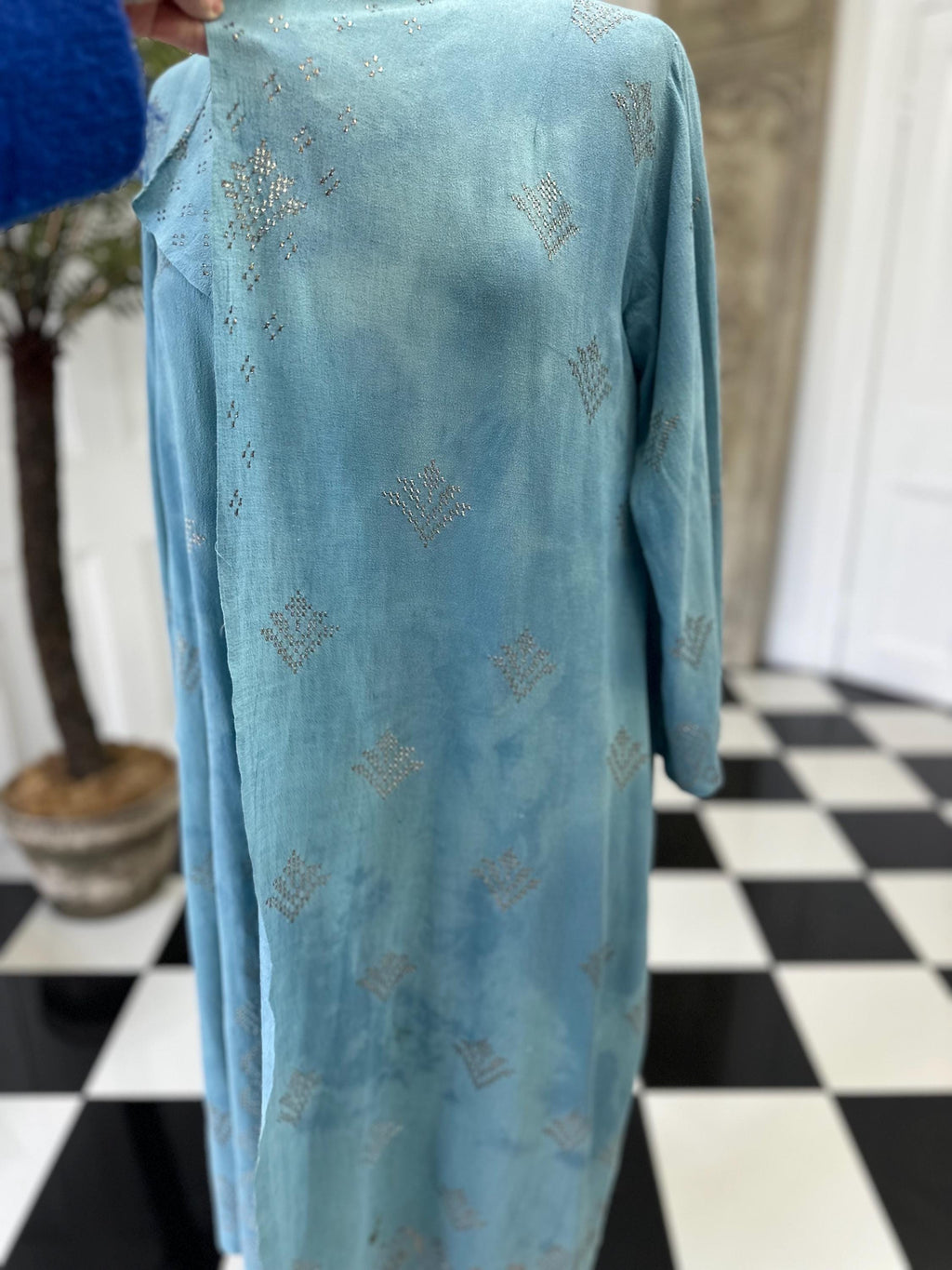 1920s blue silk georgette with duster coat