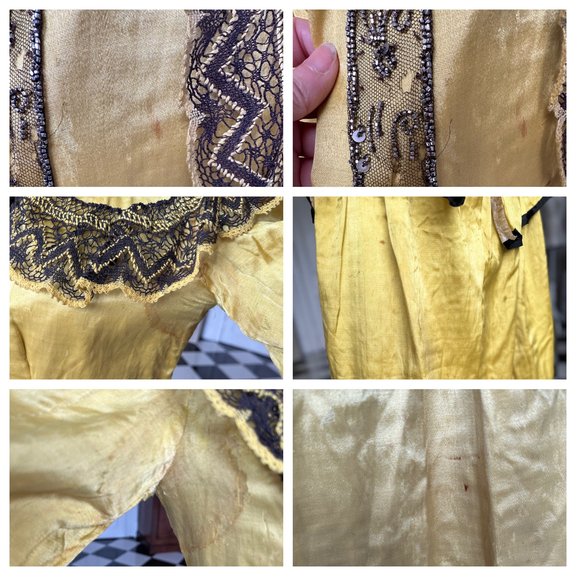 Yellow and black lace Victorian theatre  costume