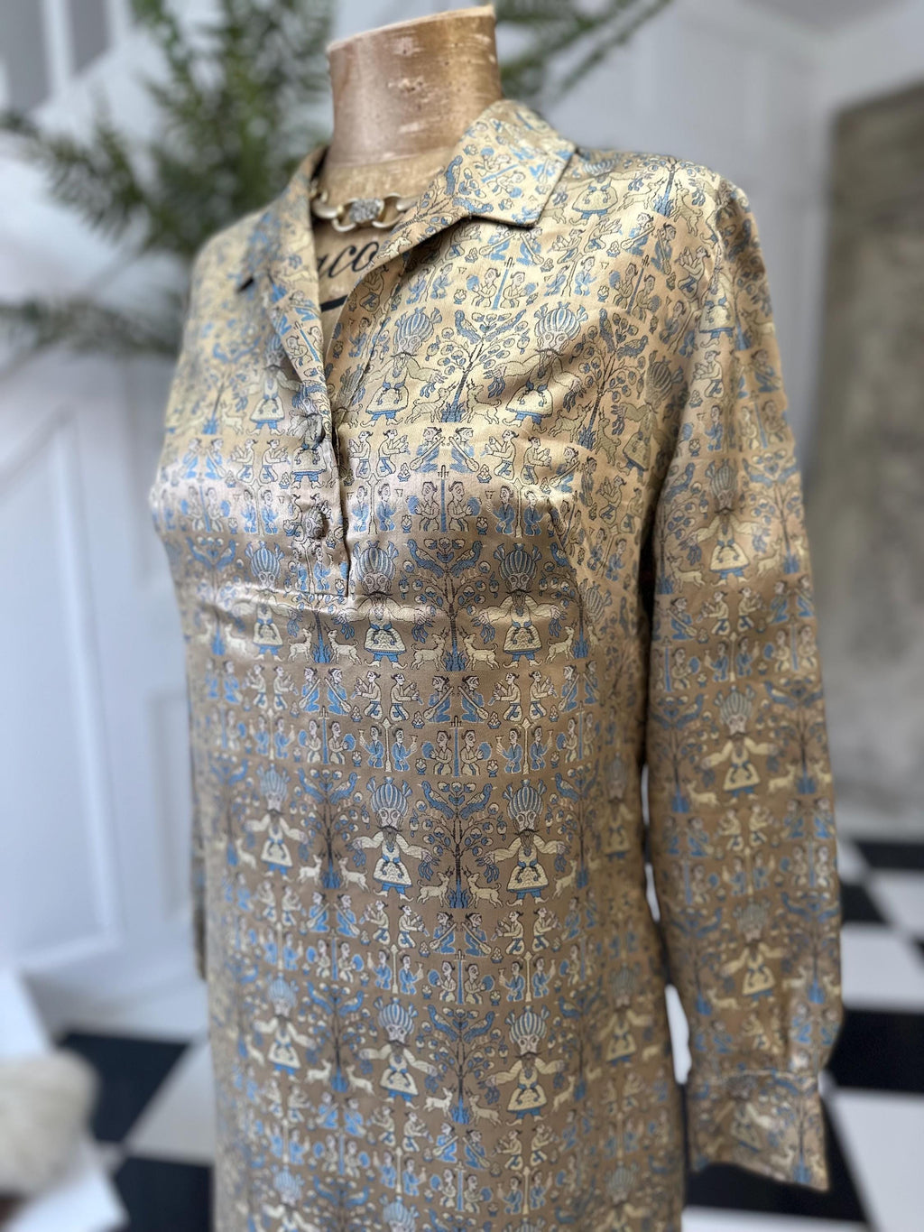 1960s Parisian golden silk dress