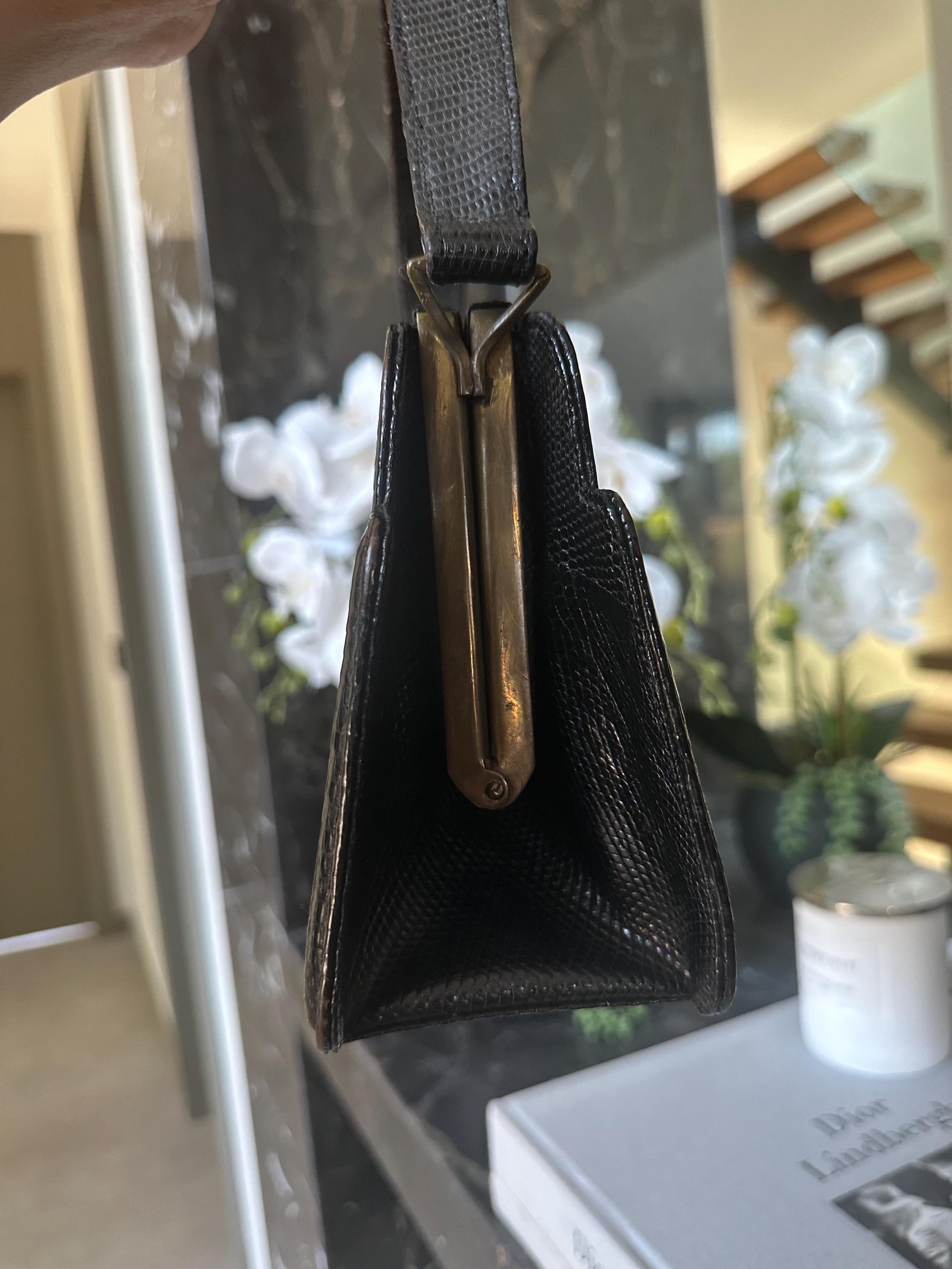 1930s Black lizard skin handbag