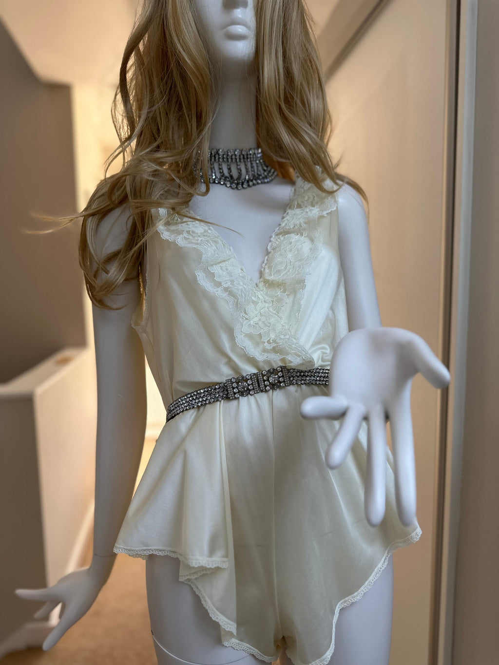 1970s Sexy lace teddy combination babydoll underwear