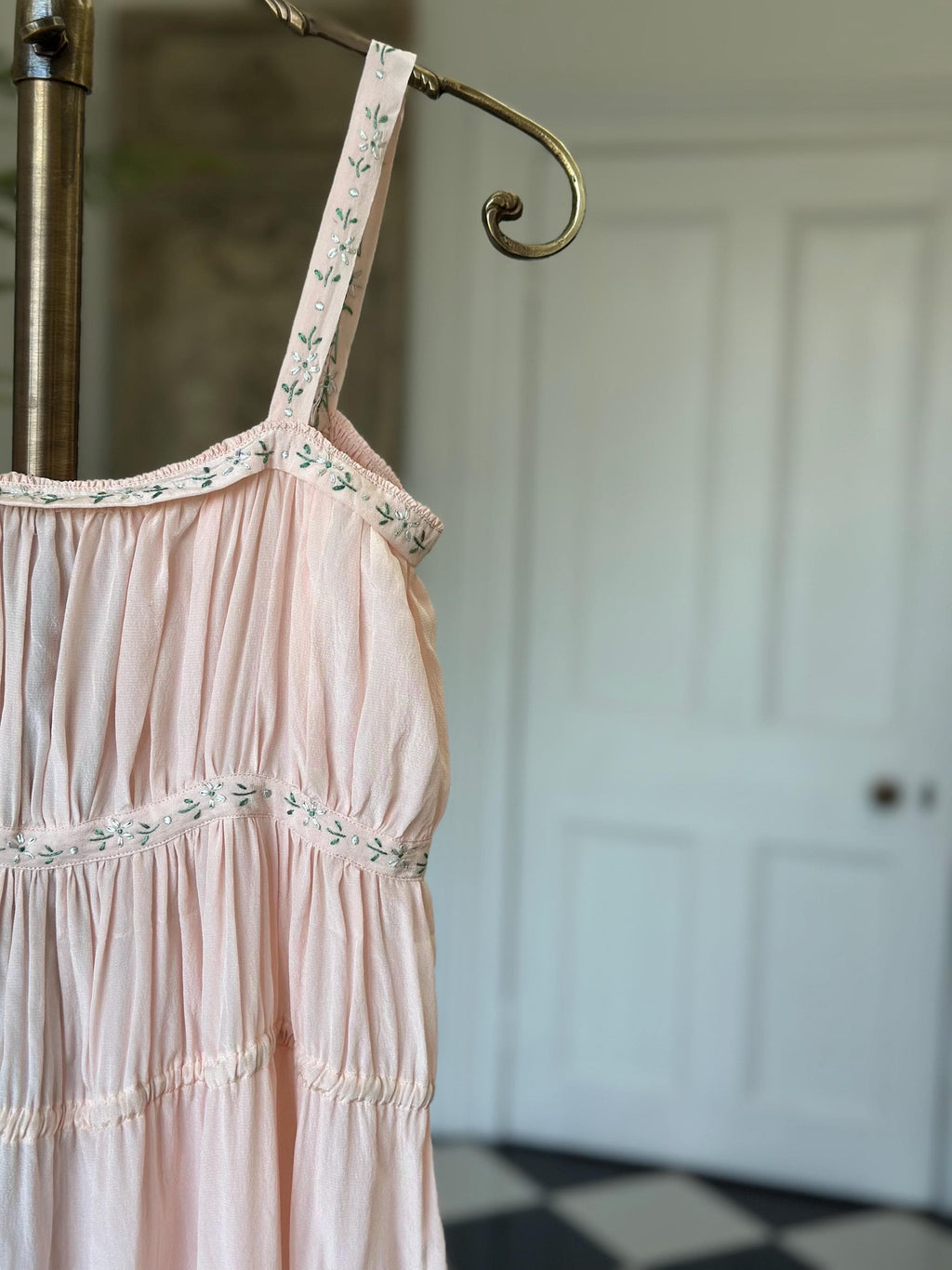 1940s Vintage Peach Silk Dress