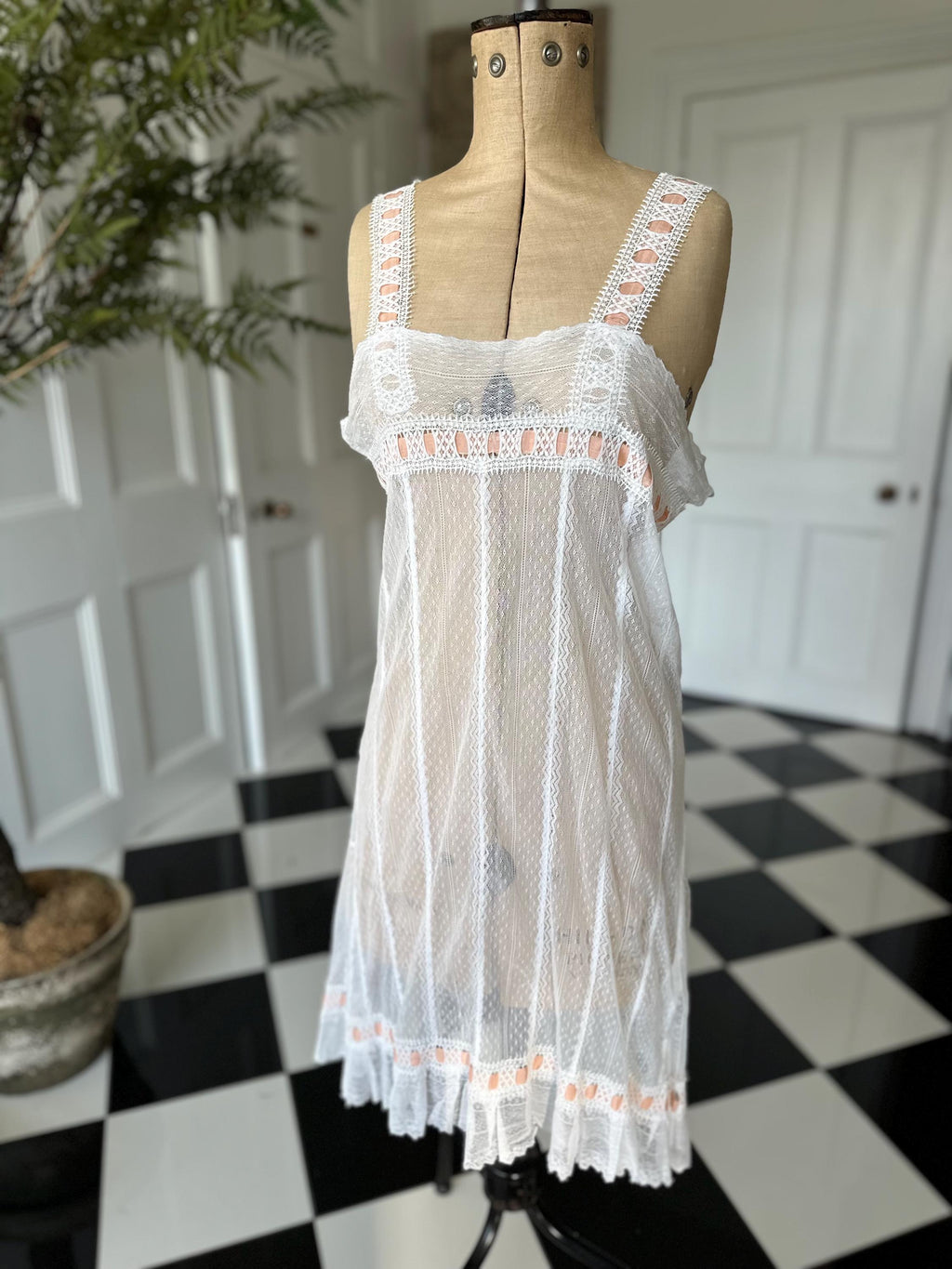 Edwardian lace with silk ribbon night dress