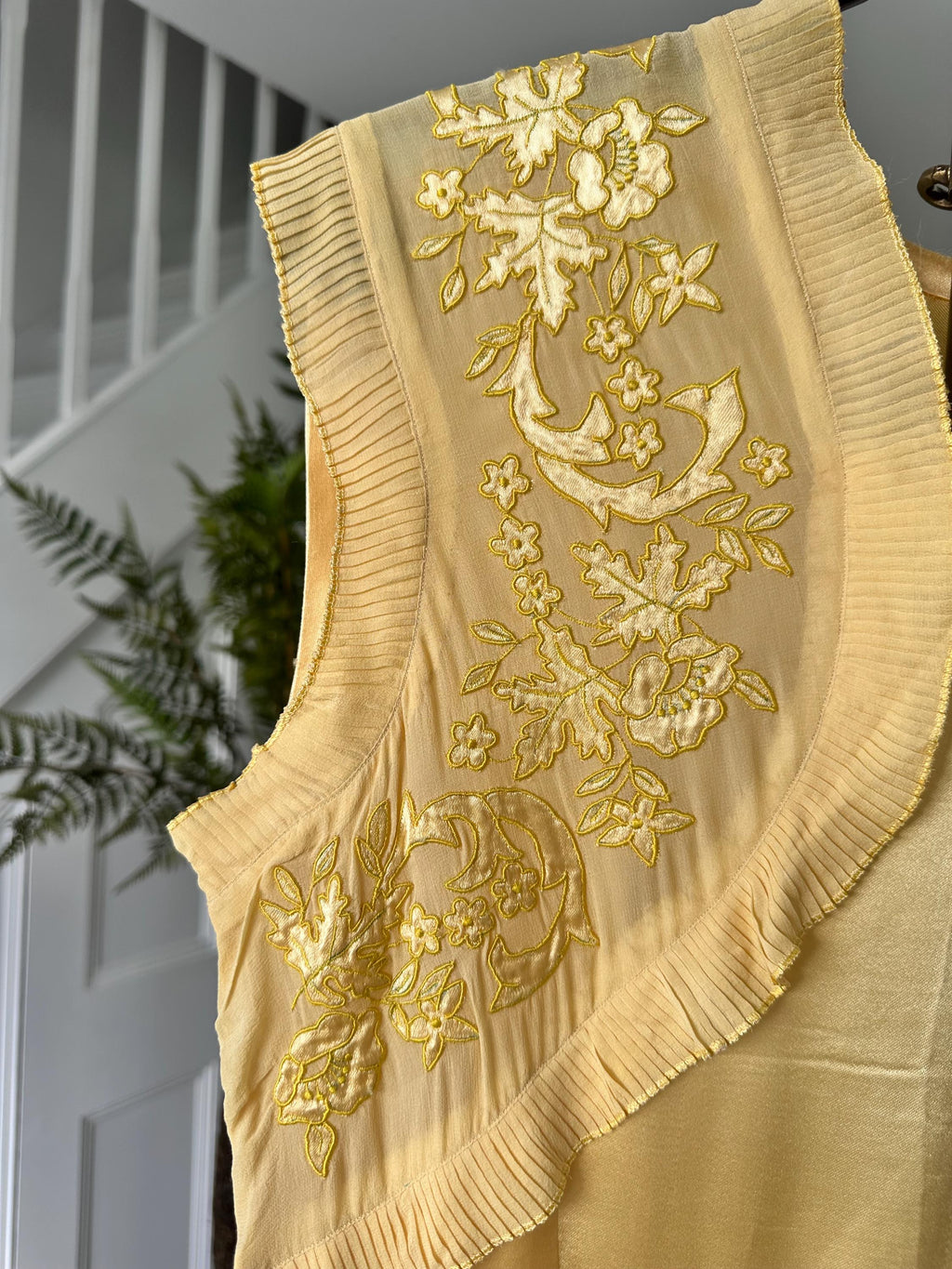 Vintage 1930s yellow Liquid Silk  Hand-Embroidered Charmeuse Bias Cut Gown slip dress
