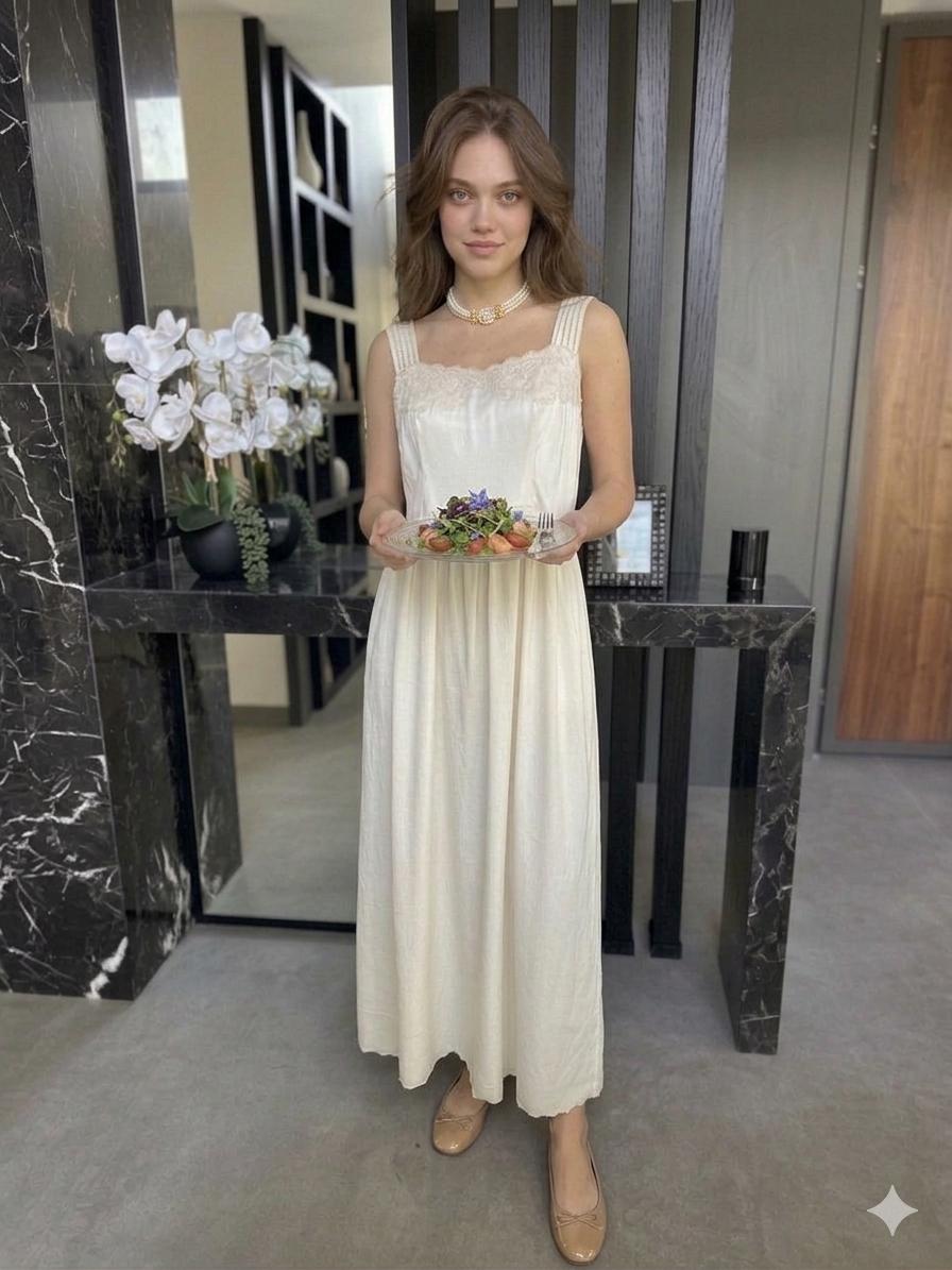 Vintage 1940s cream Silk Slip Dress with hand embroidery  Details