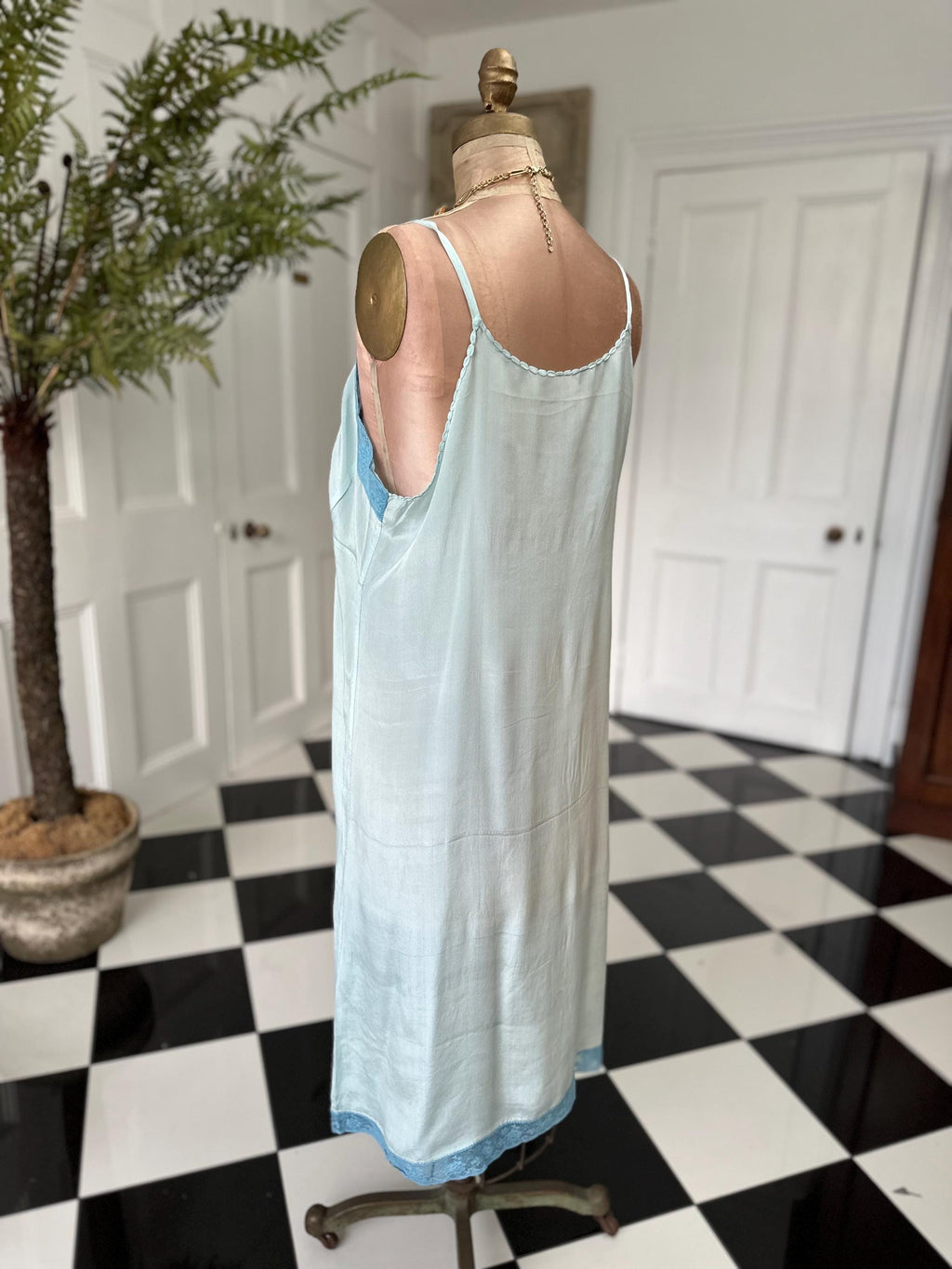 1940 Pale blue slip dress with lace details