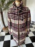 Designer Marni tweed coat on white black pink U.K. 12