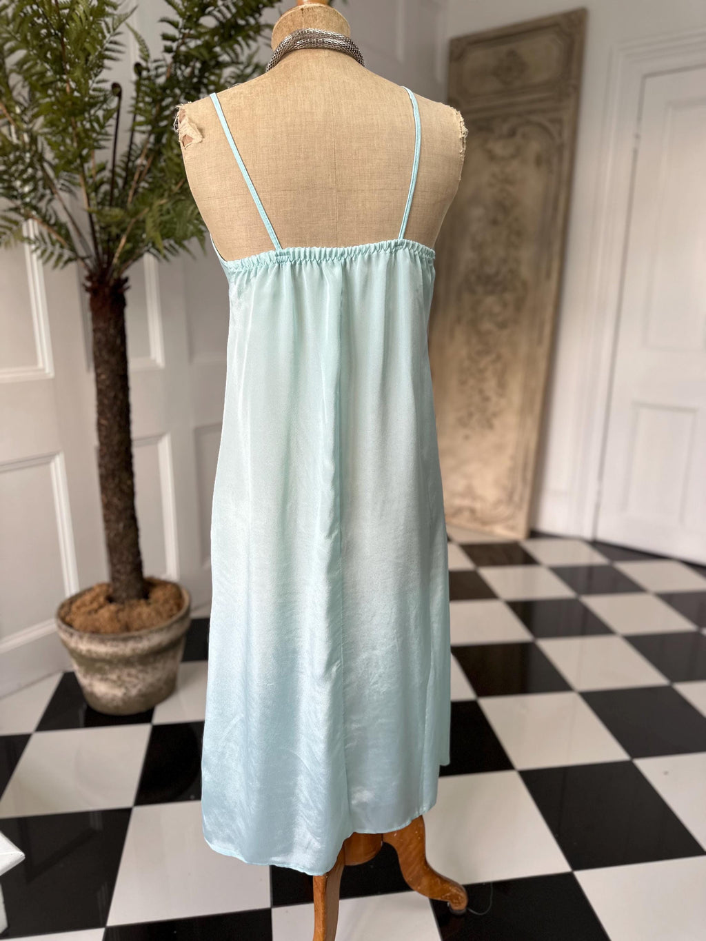 Vintage 1970 mint green slip dress