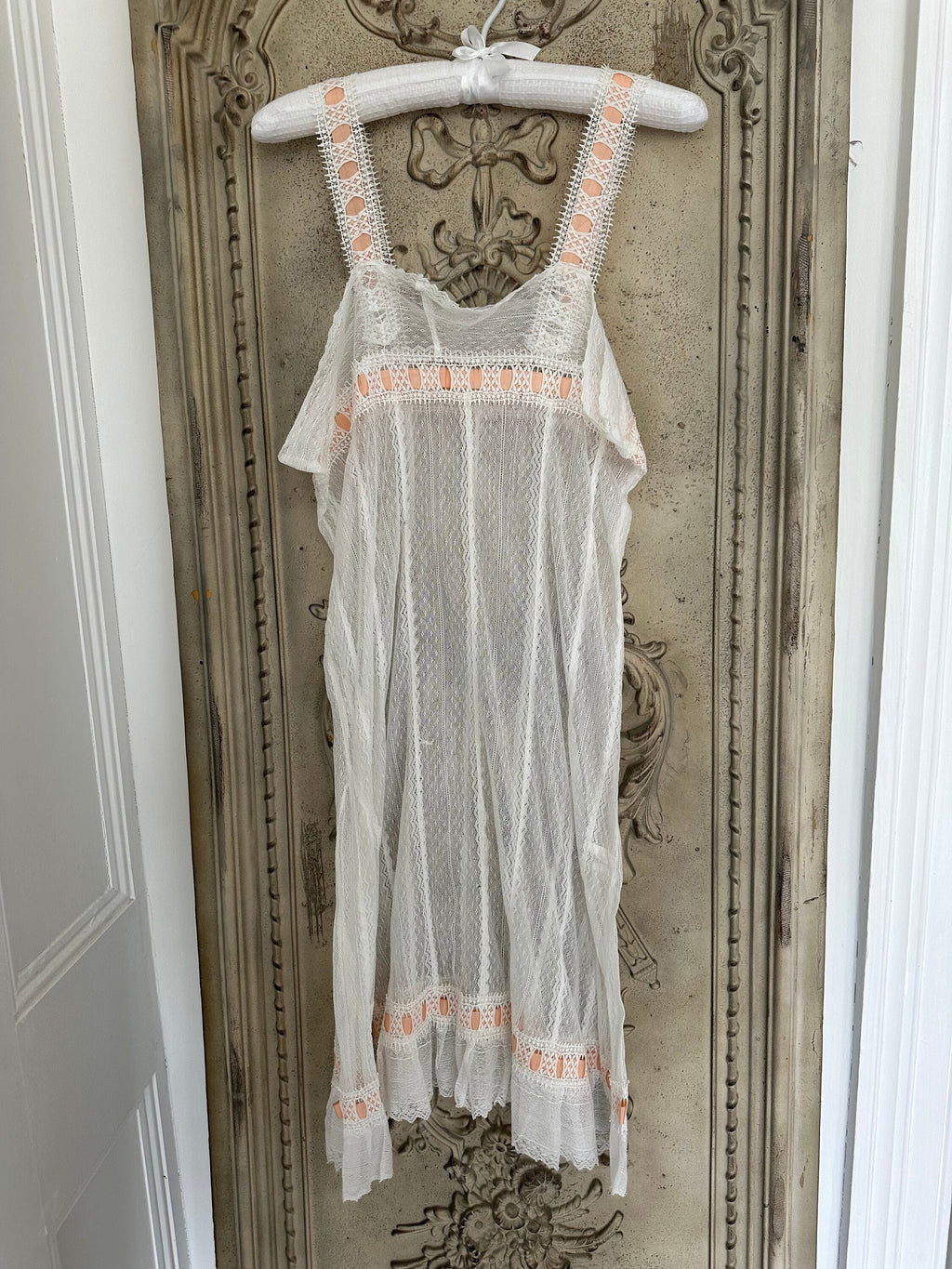 Edwardian lace with silk ribbon night dress