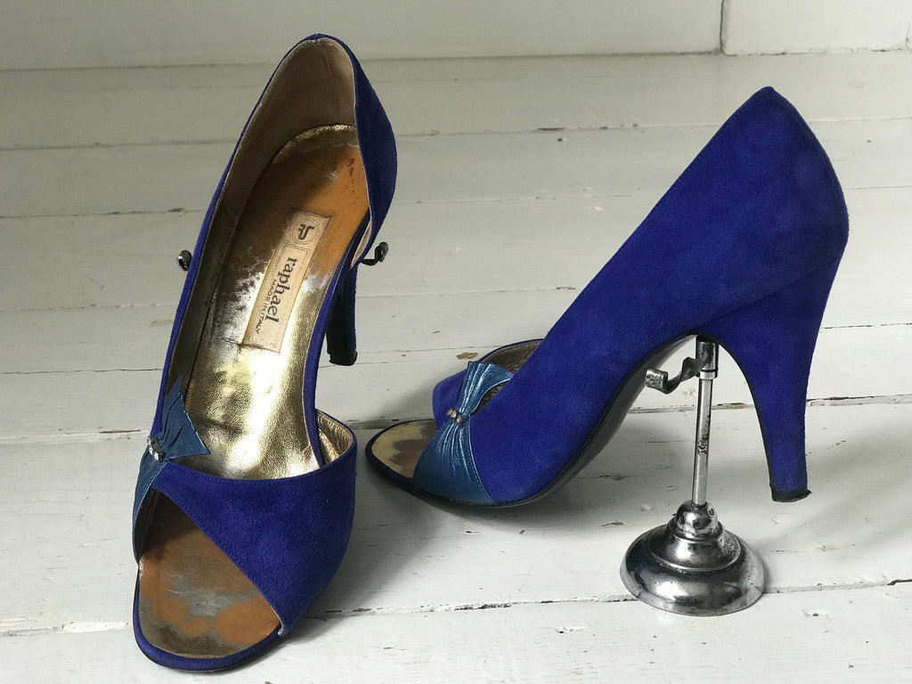 UK5 (38) Cobalt blue suede shoes label Raphael