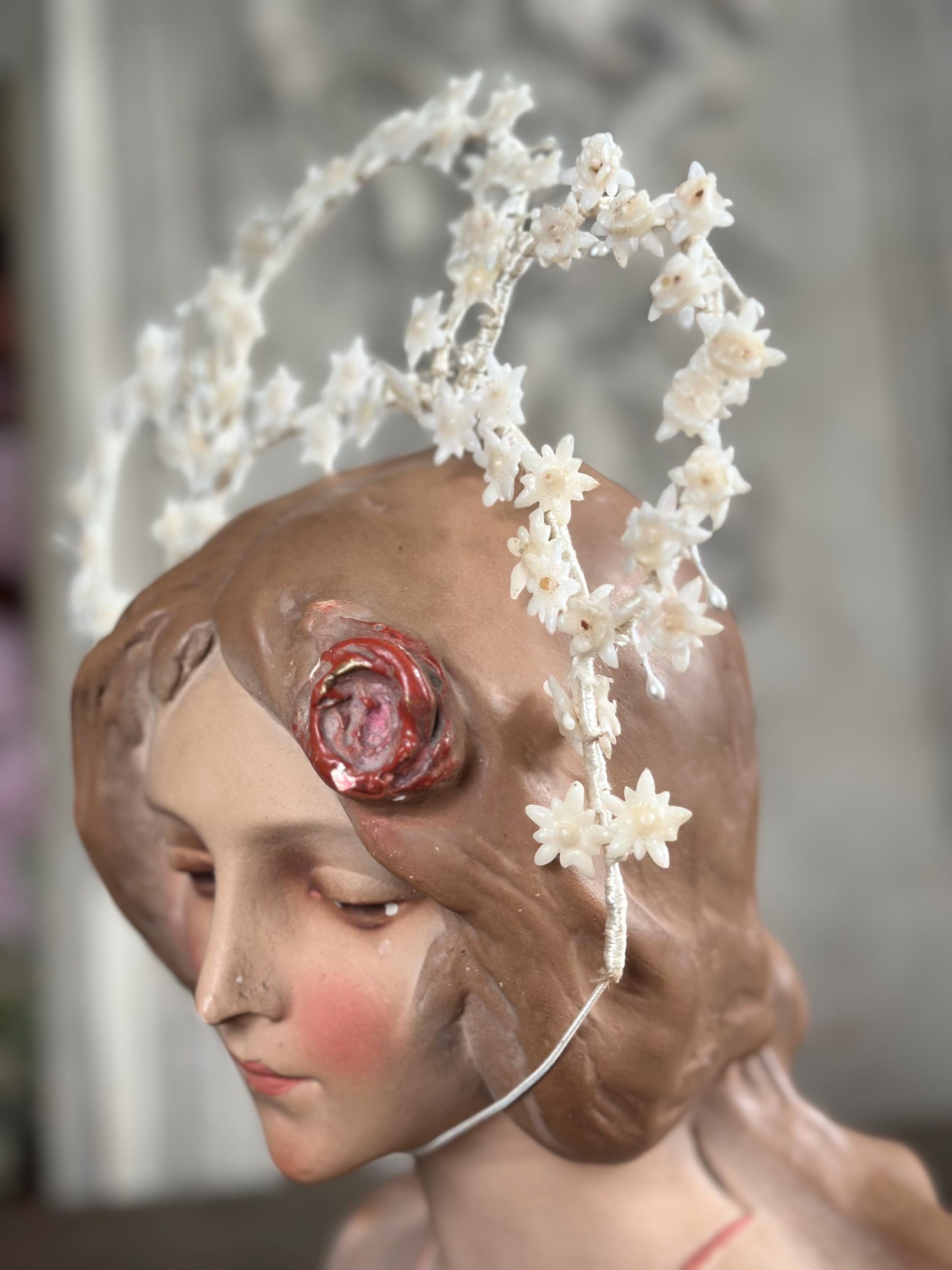 Antique Edwardian large Floral Wax Tiara