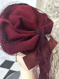 1950s Dark Red Felt Wool Hat with Feathers