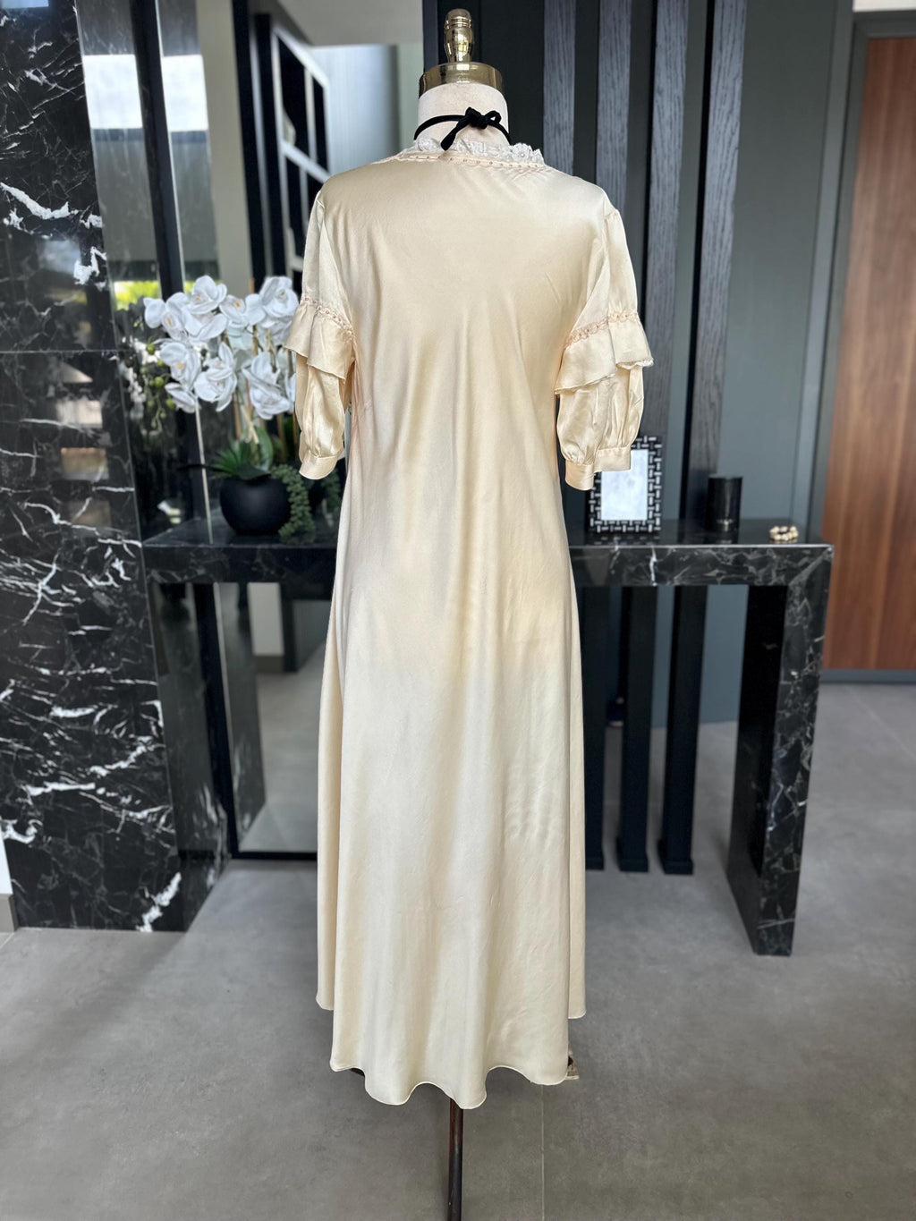 Antique  Green  Silk slip dress 1920s Old Hollywood Glamour