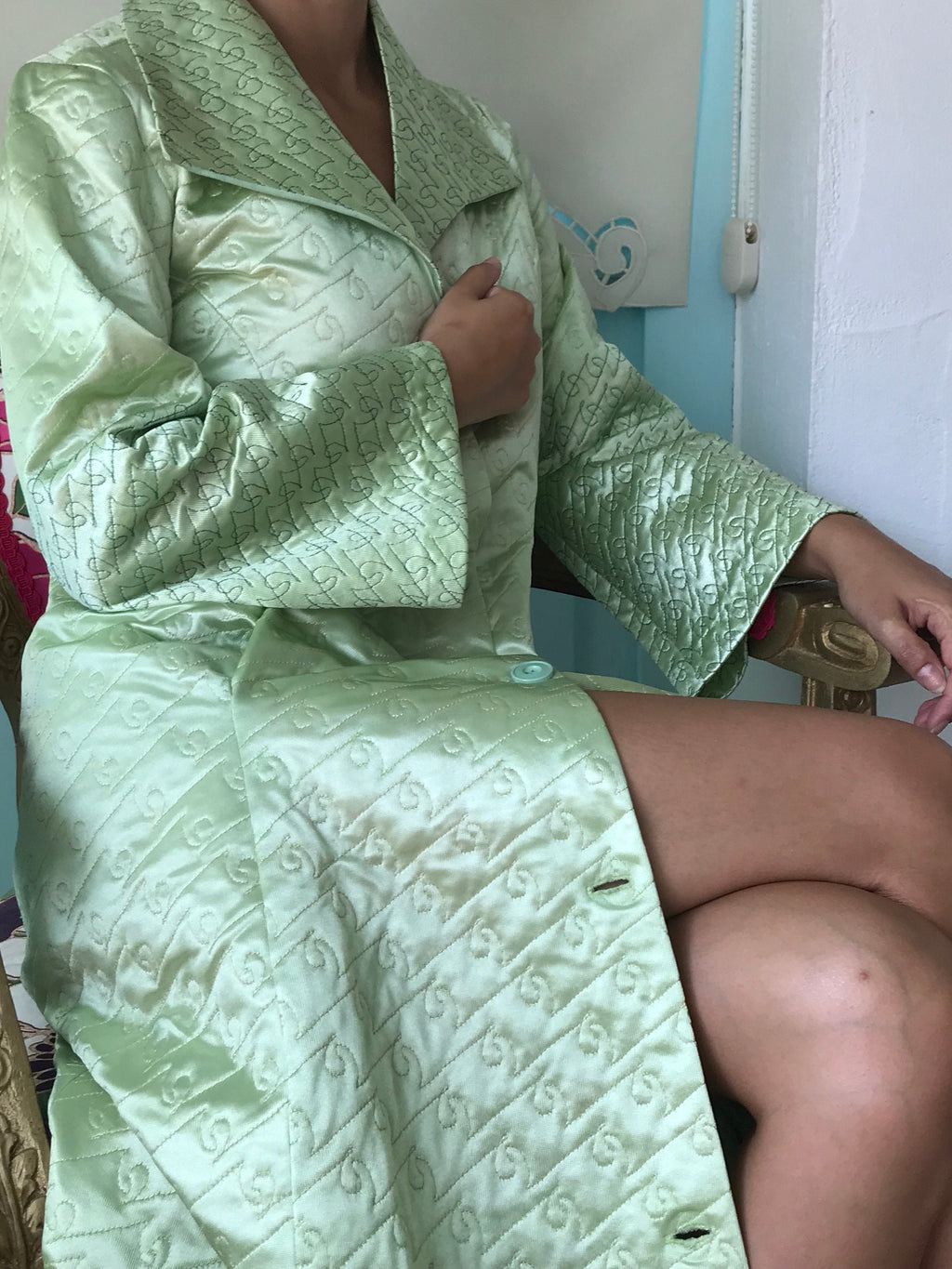 1970s mint green dressing gown housecoat