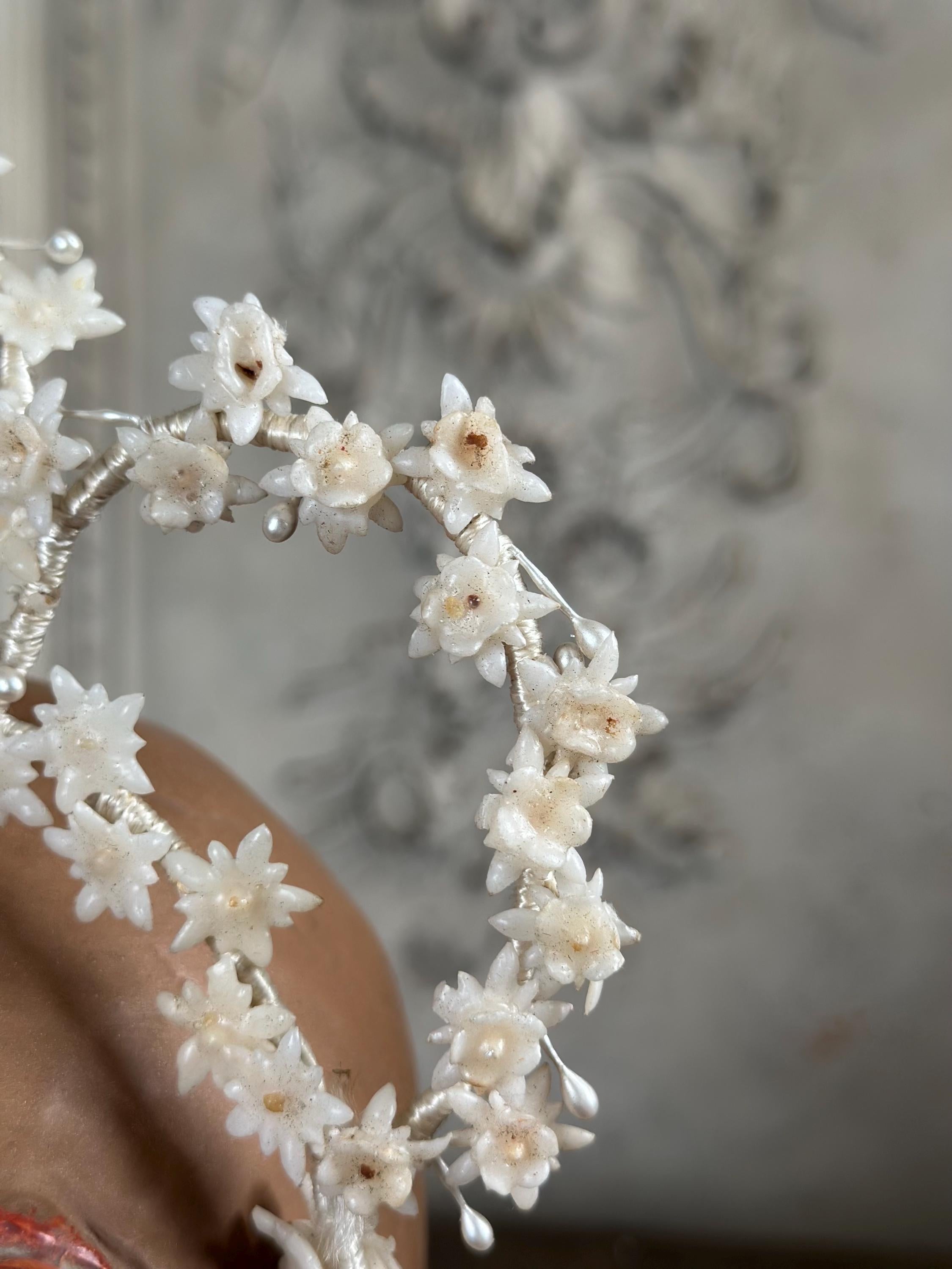 Antique Edwardian large Floral Wax Tiara