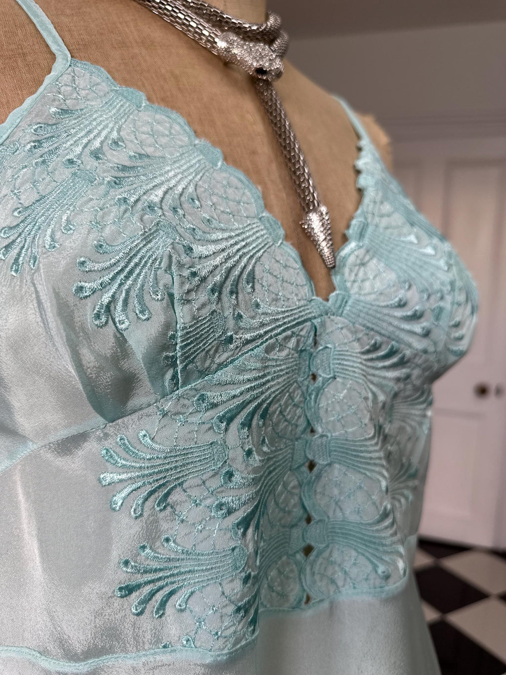 Vintage 1970 mint green slip dress