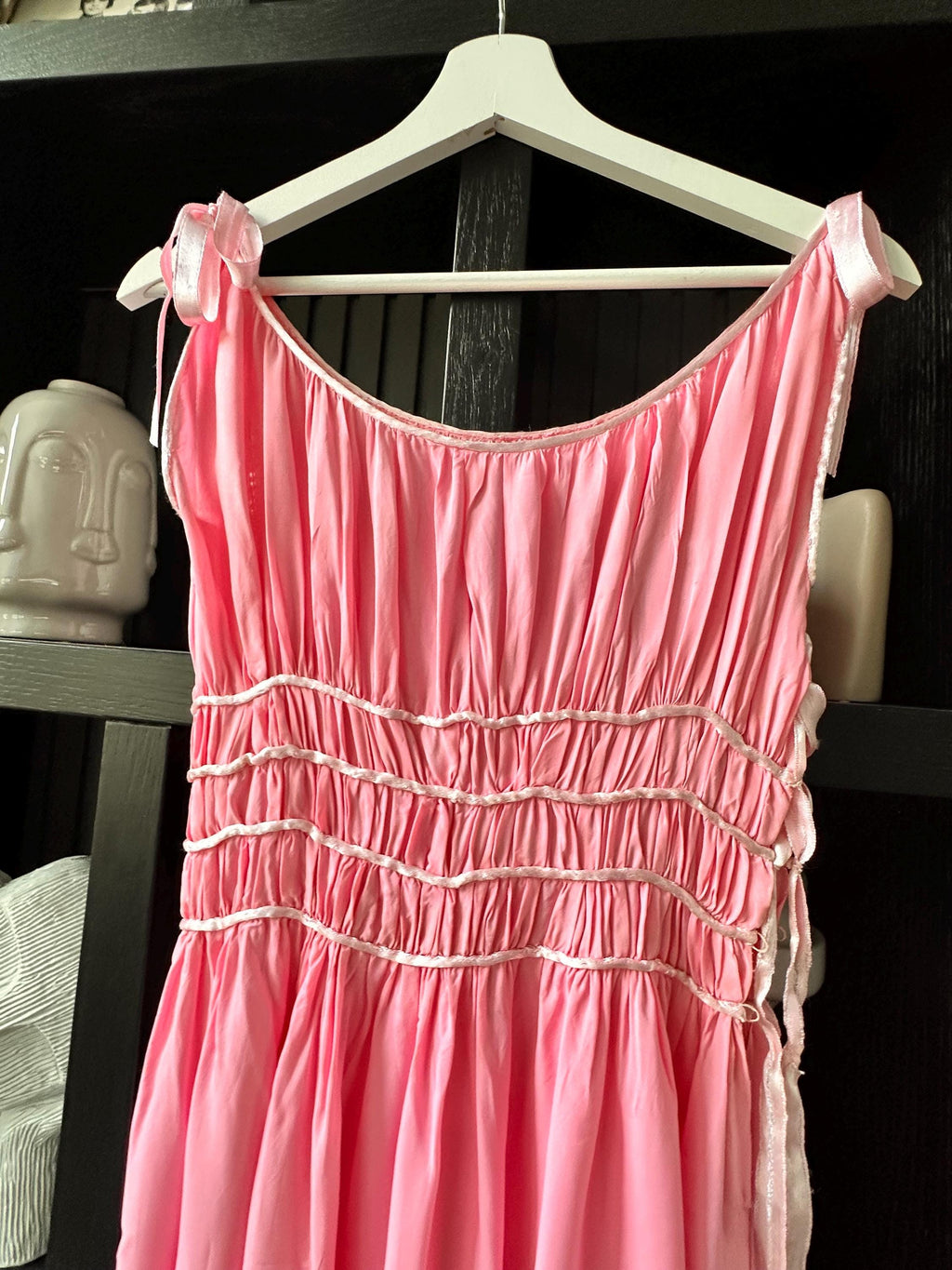 1940s Pink Gown | ruffle bodice Slip.