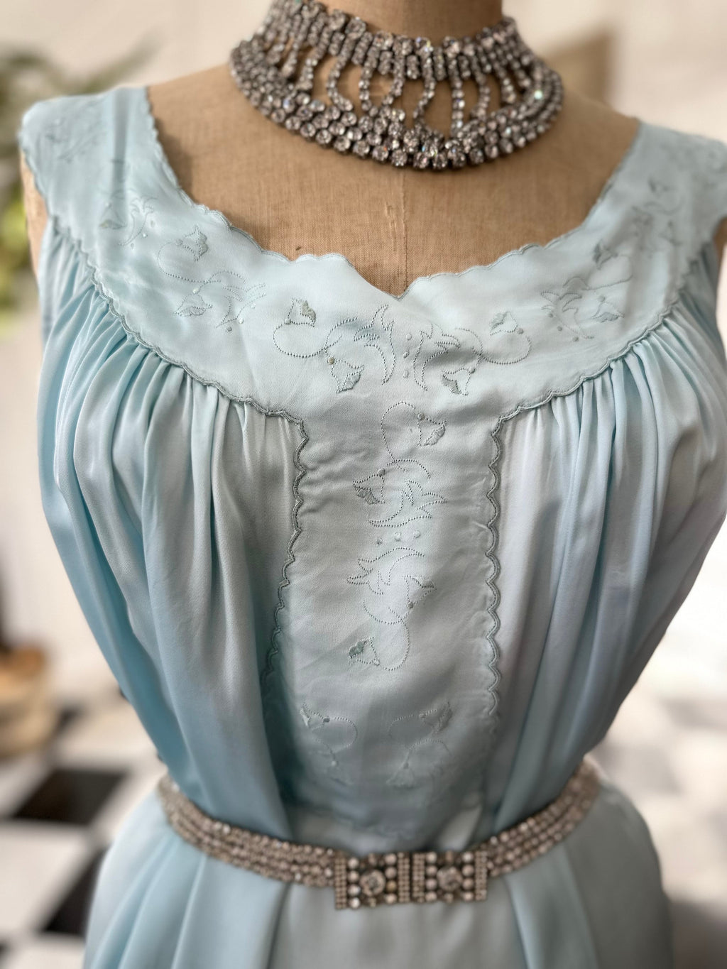 Vintage 1950s slip dress loose smock satin