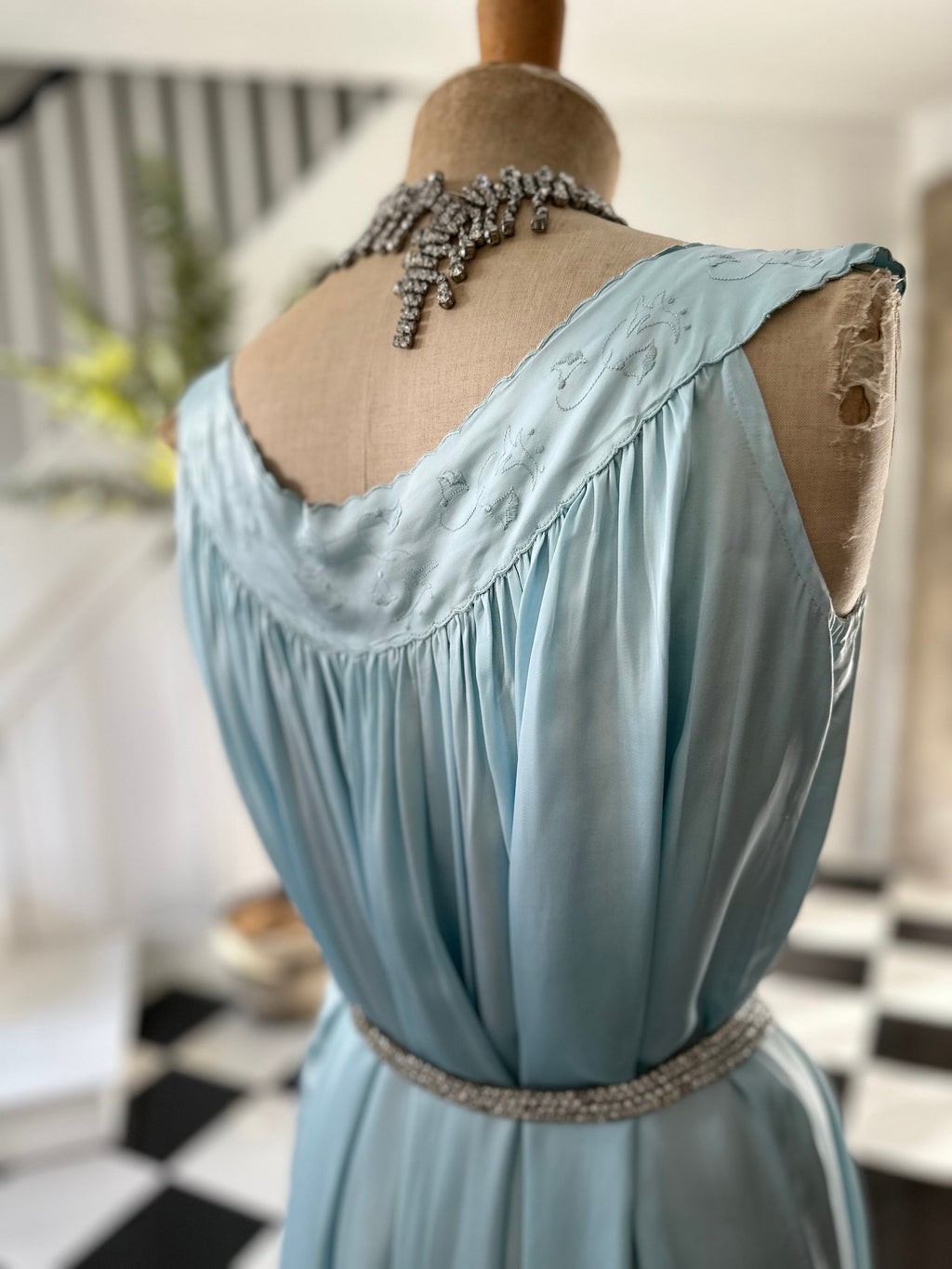 Vintage 1950s slip dress loose smock satin