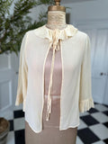 1930s Cream Silk crepe long sleeve bed jacket