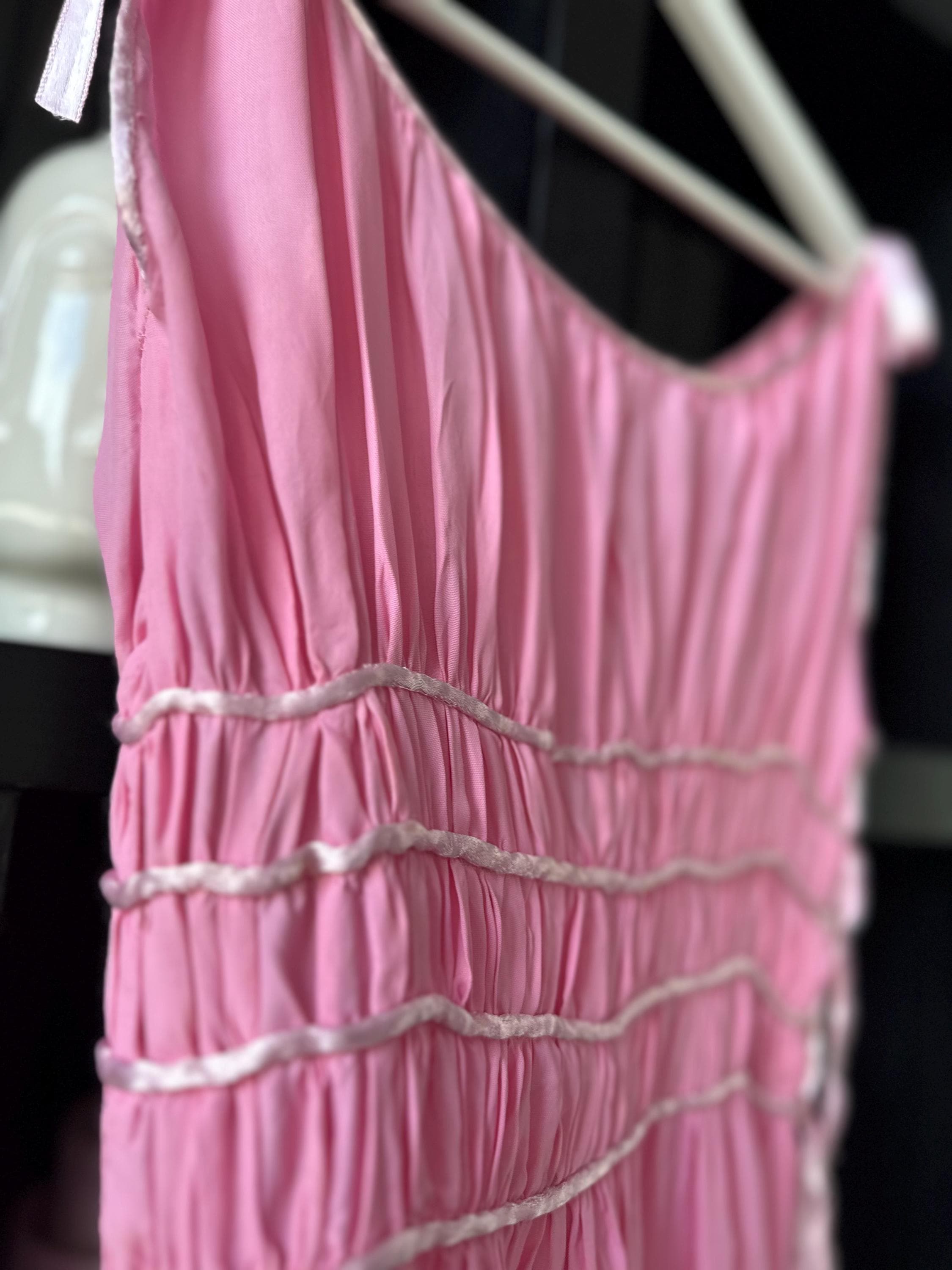 1940s Pink Gown | ruffle bodice Slip.