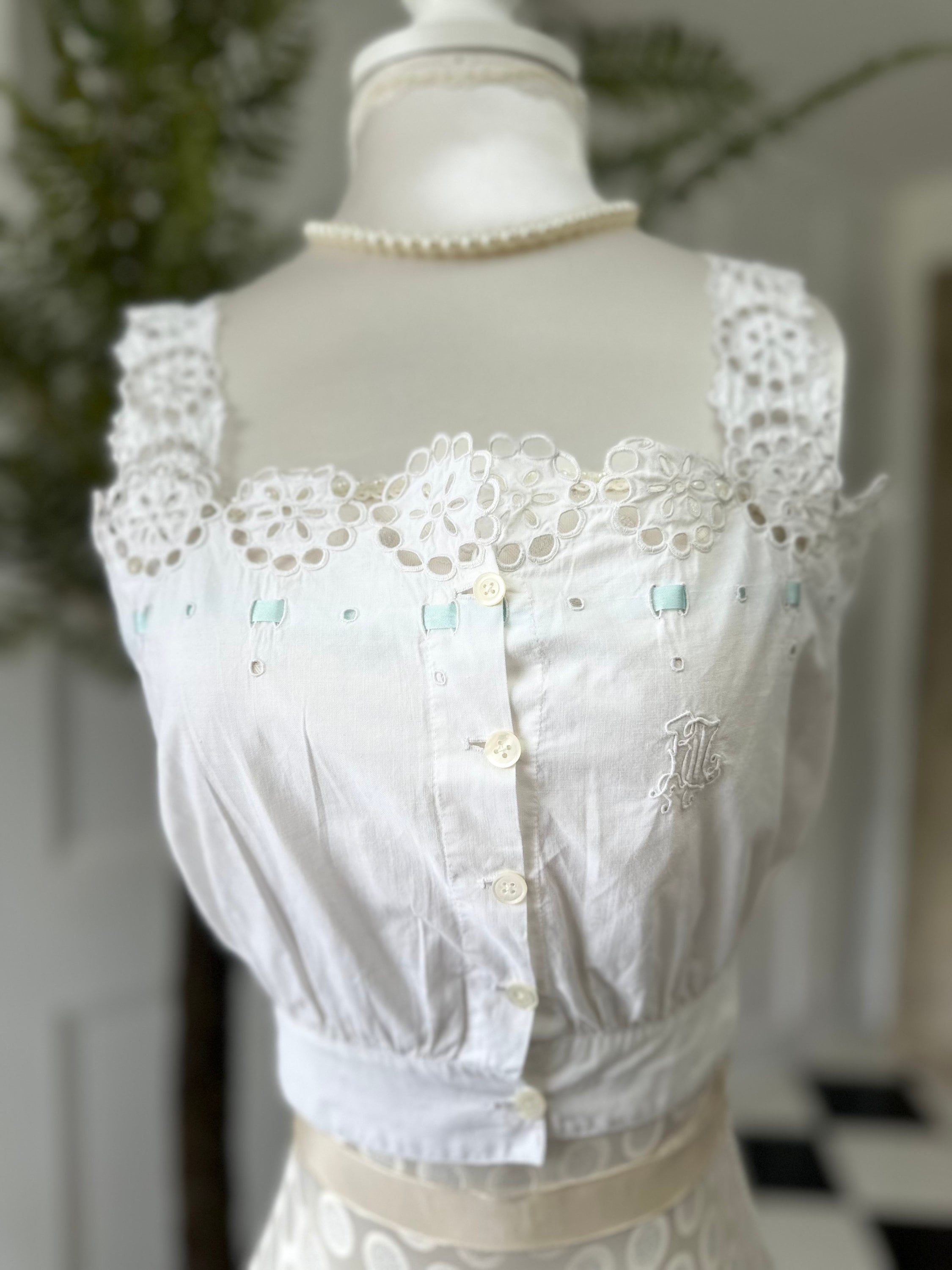 Victorian  Edwardian  white cotton camisole corset cover