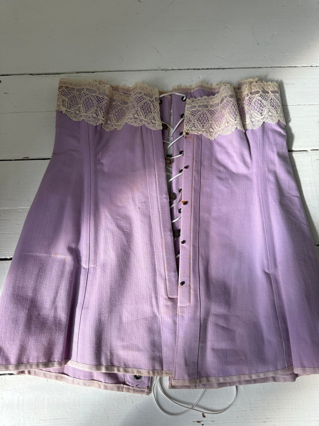 Antique 1900 1910 Edwardian lilac corset  (dead stock)