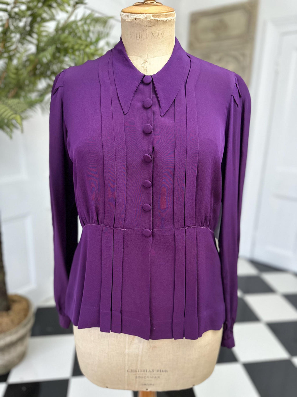 1940s silk blouse in dark purple