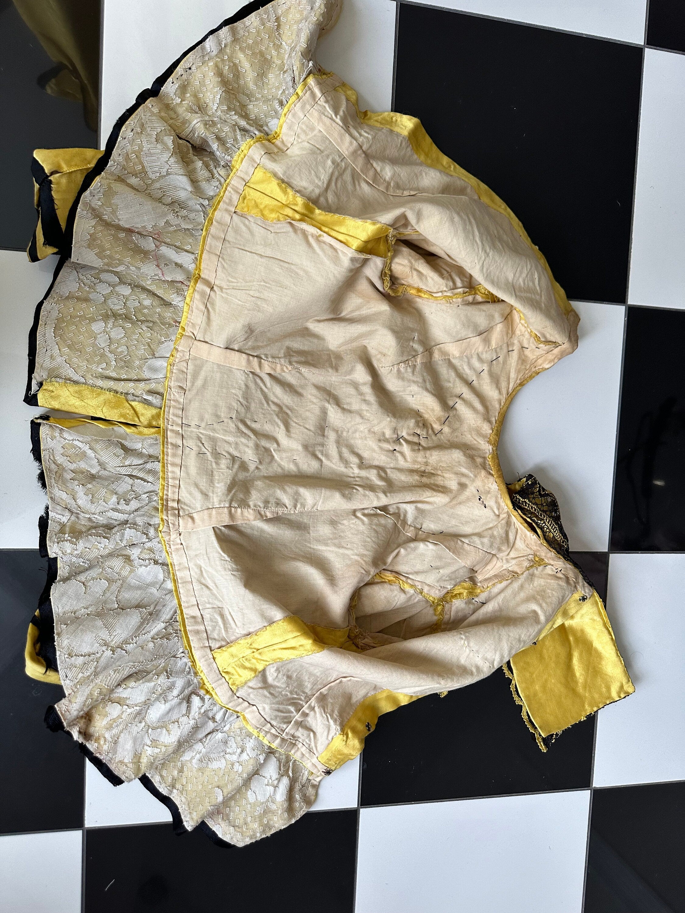 Yellow and black lace Victorian theatre  costume
