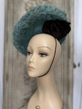 1950s Blue Silk Grosgrain Hat with Silk Flower