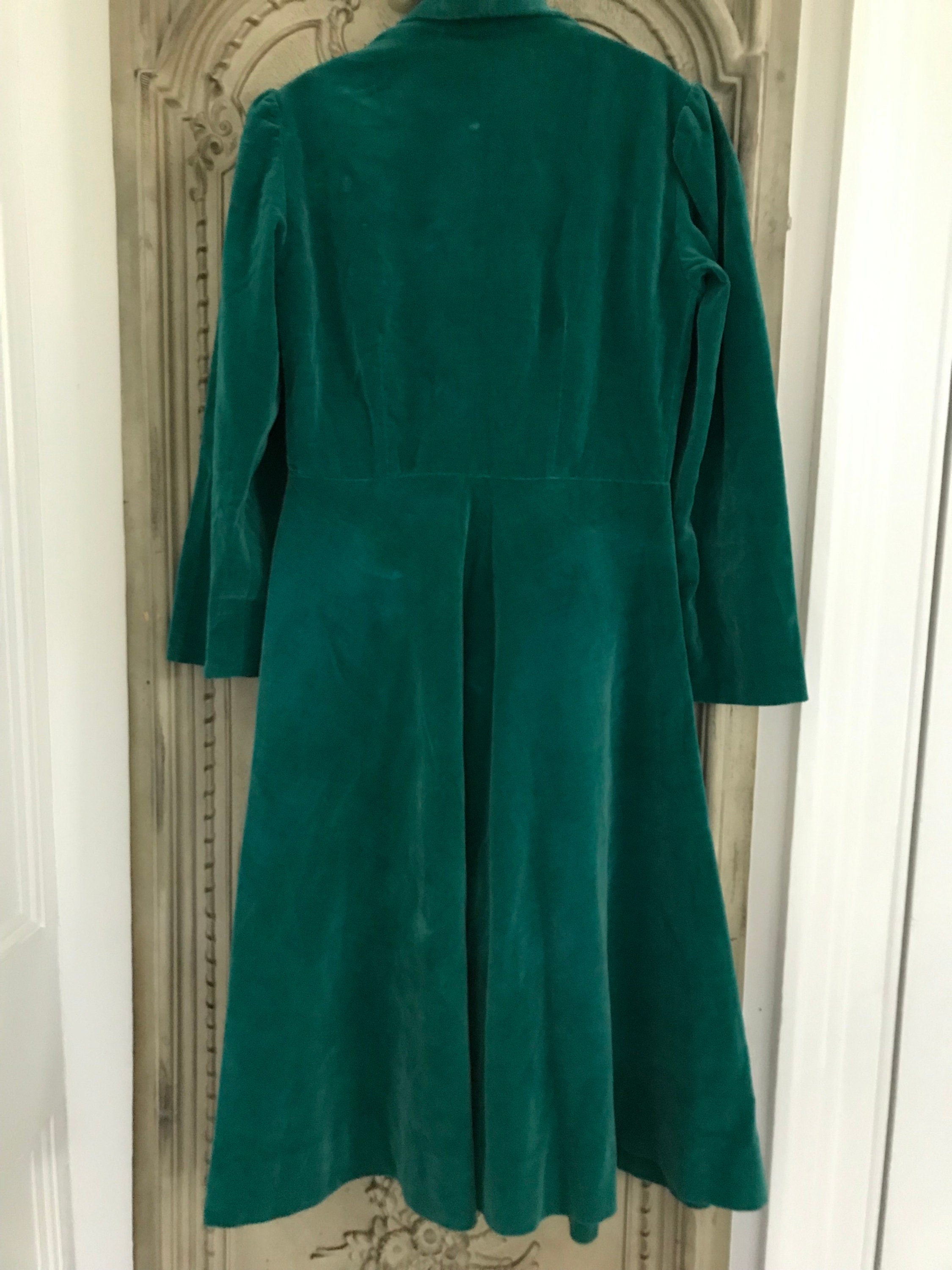 1940s velvet long sleeve dress with hand embroidery details